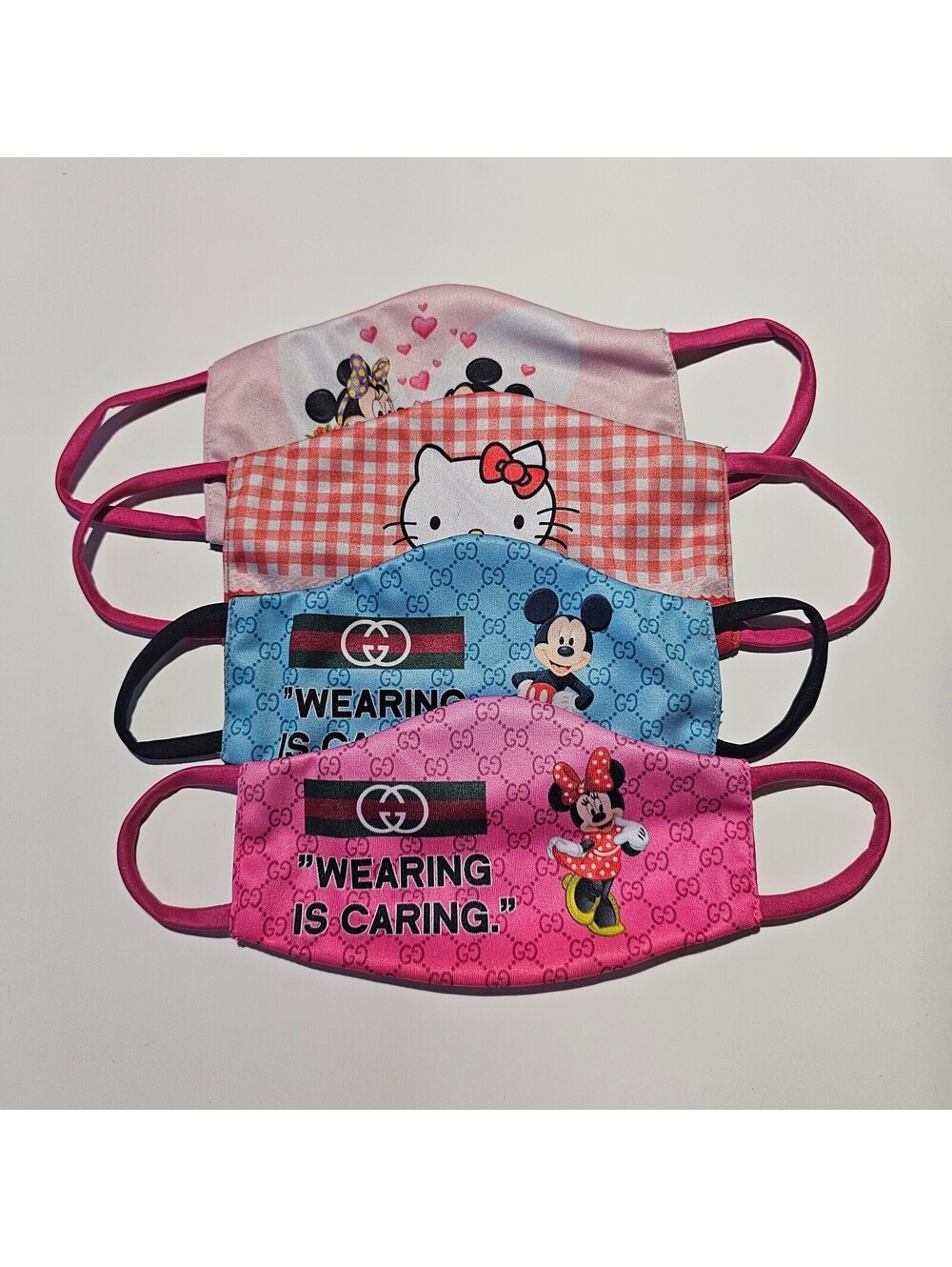 New 4pcs Fashion Cloth Face Masks with Cartoon Prints - Kids/Teen